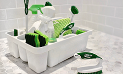 Deluxe Cleaning Caddy in bathroom