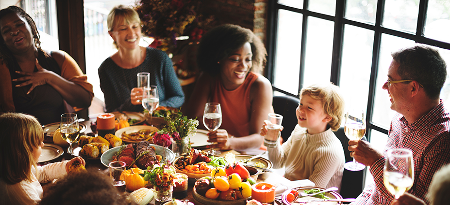 Family having Thanksgiving dinner